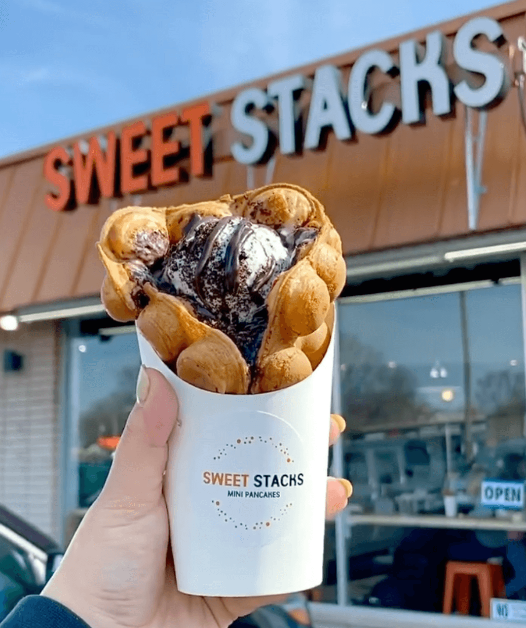 Sweet Stacks storefront on Ford Road, Garden City