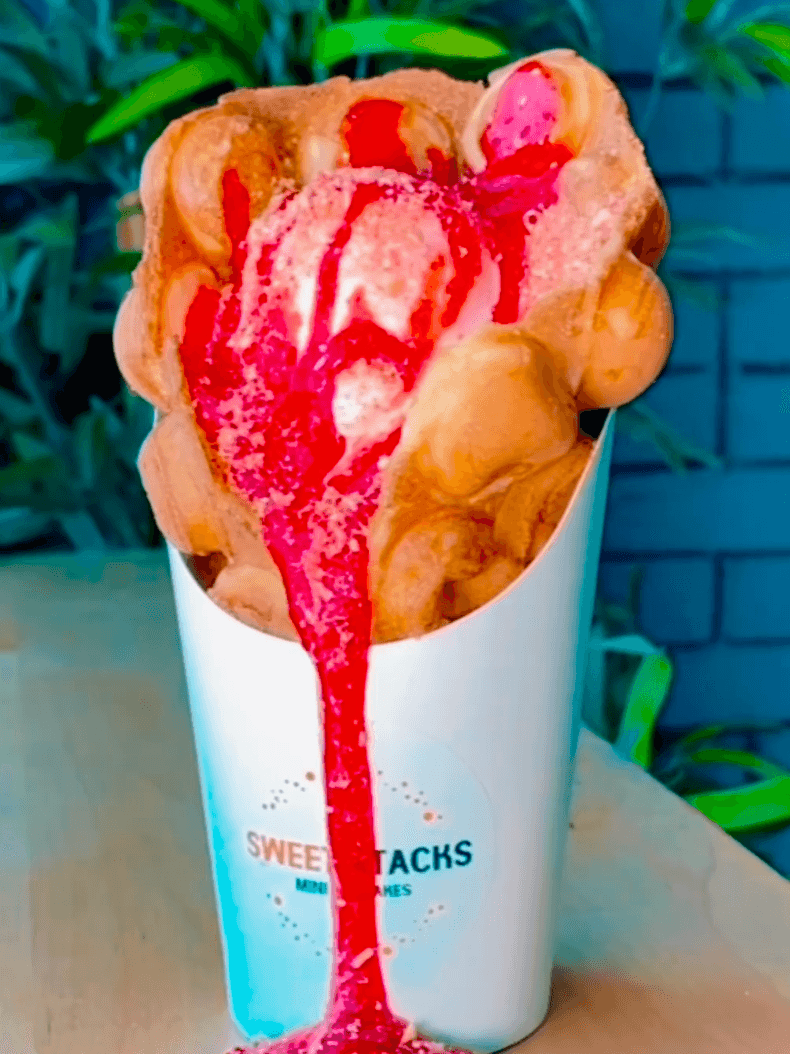 Waffle dessert close-up